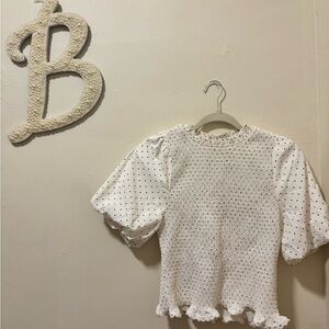 White Polka Dot Top